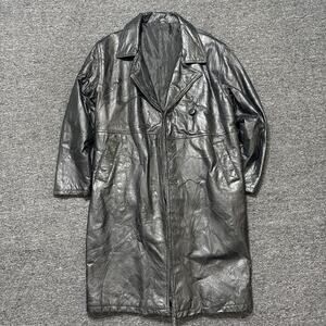 Vintage black leather trench coat